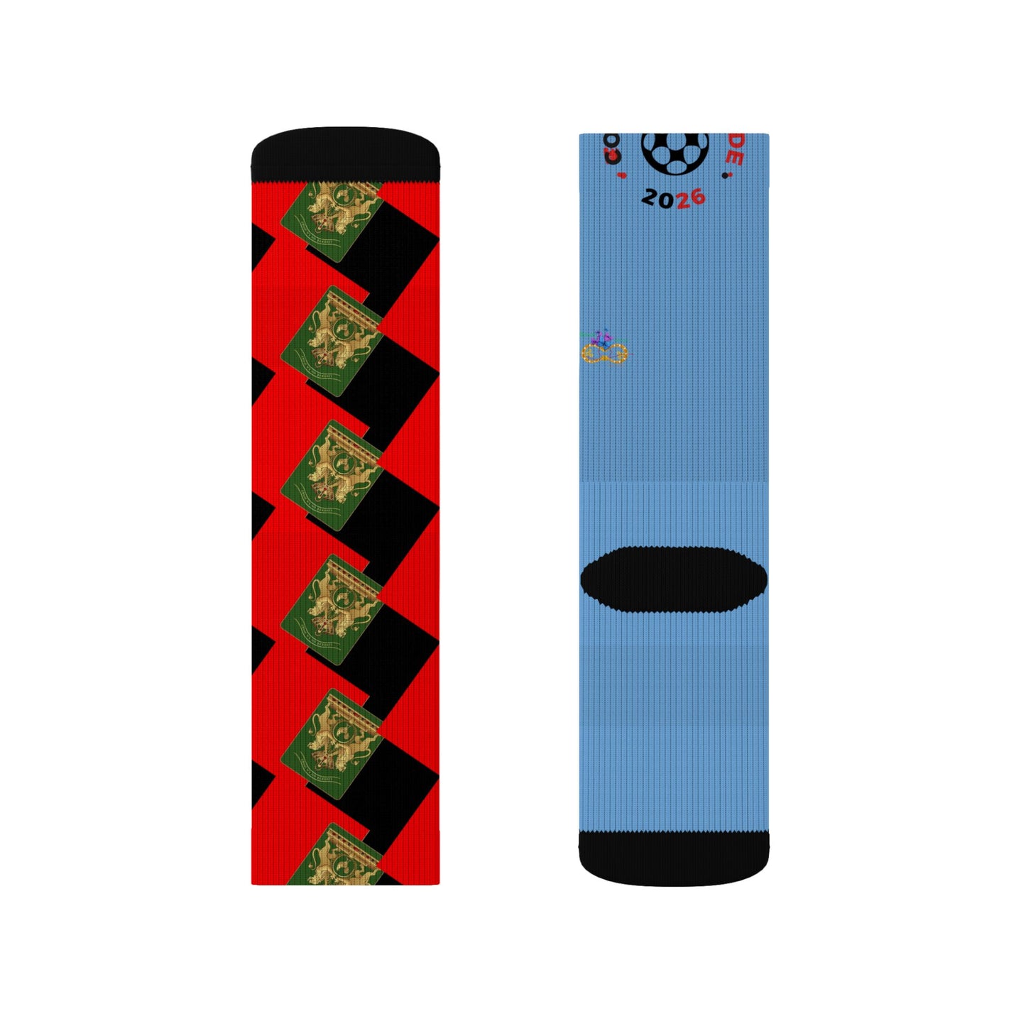 Haiti Freedom Crest Socks - Red Black - Liberté ou La Mort Edition