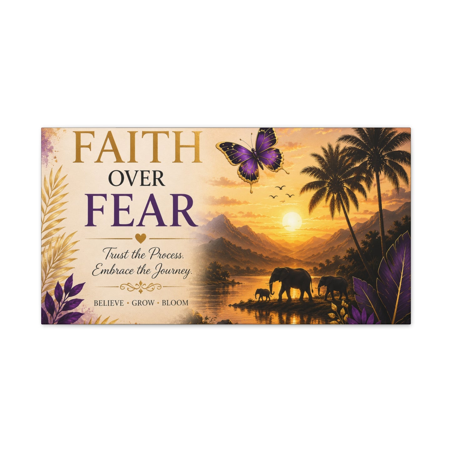Faith Over Fear wall art Canvas Stretched | By Unique creativity LLC