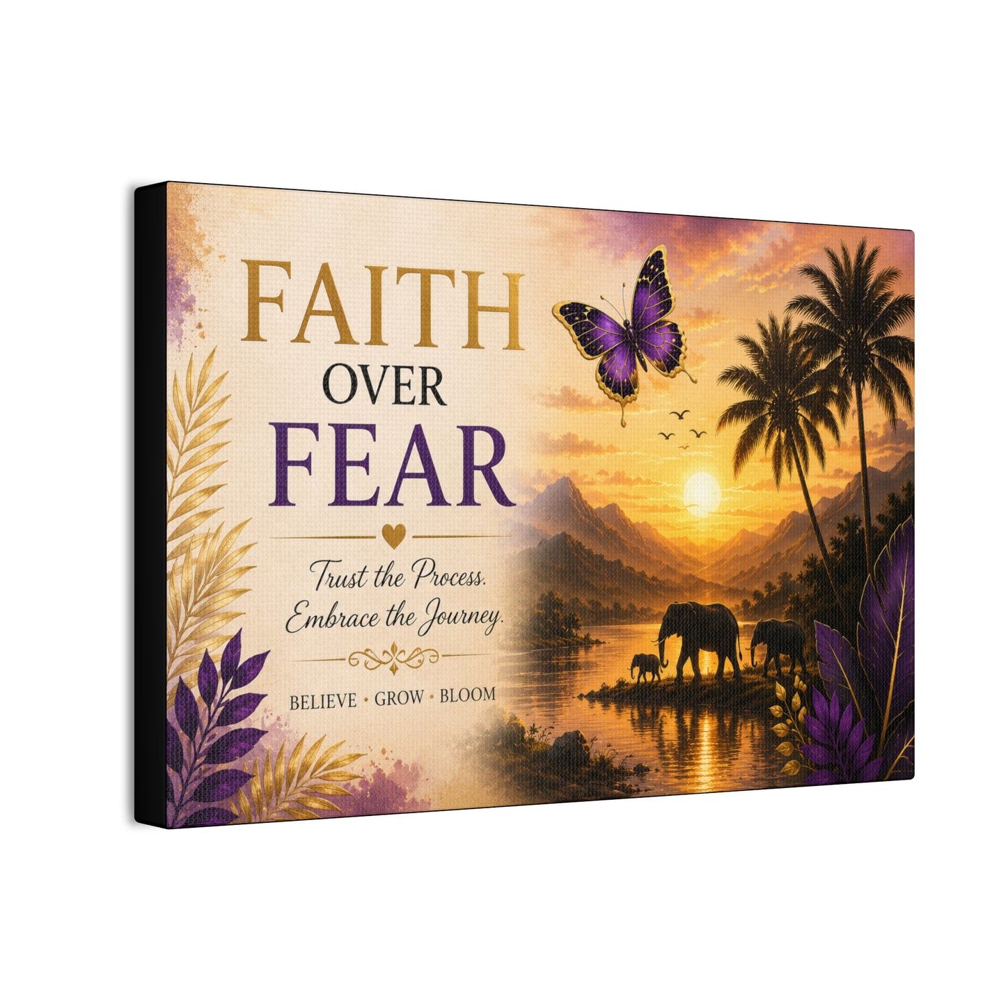 Faith Over Fear wall art Canvas Stretched | By Unique creativity LLC