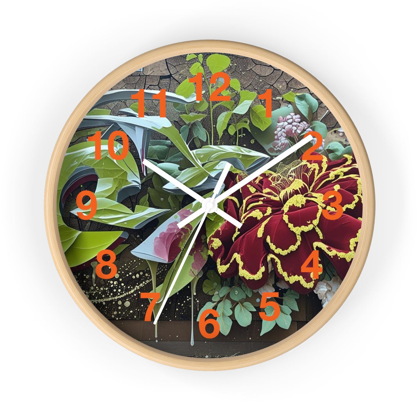 Floral Wall Clock, Handmade Home Decor, Nature Inspired, Gift for Garden Lovers, Unique Timepiece, Living Room Decor