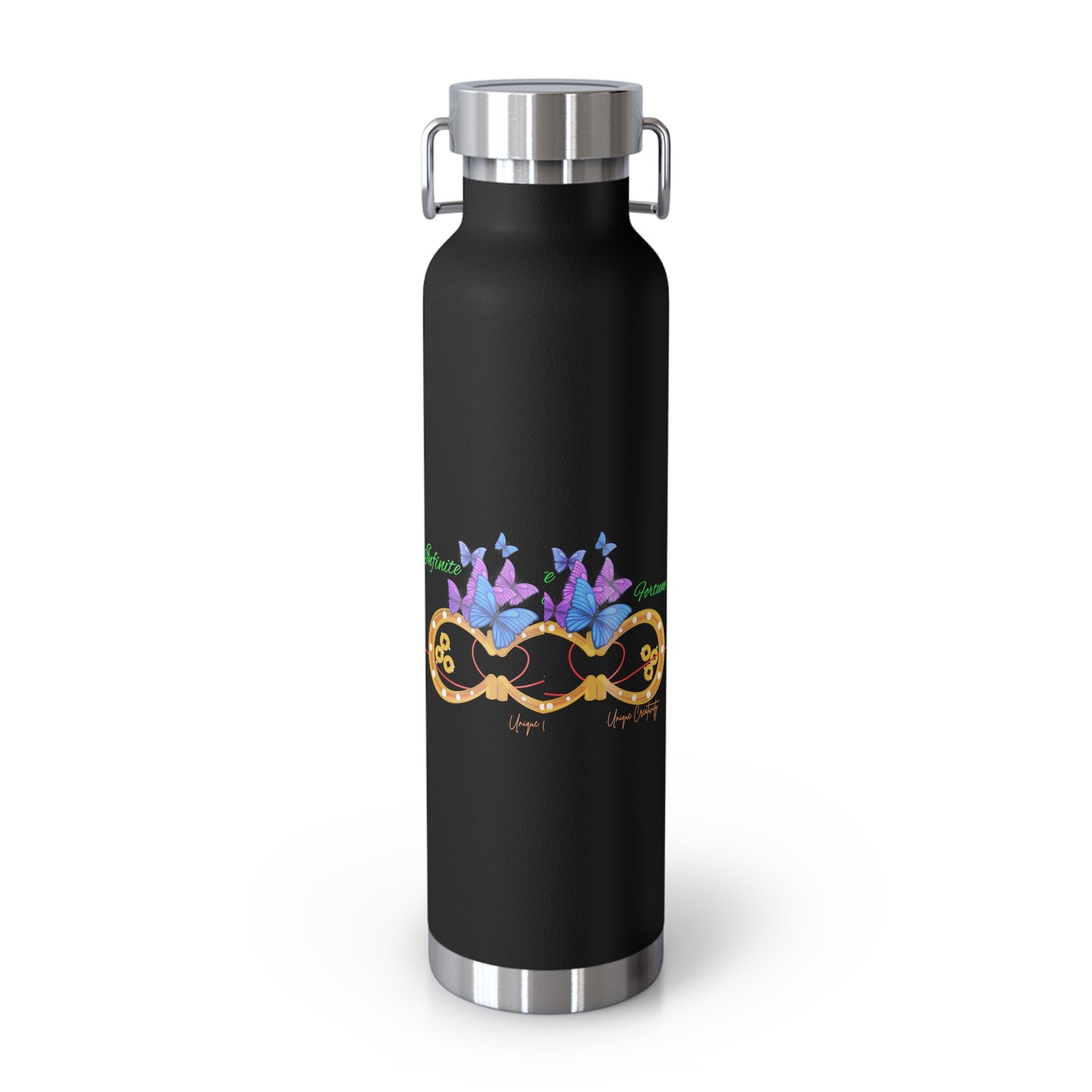Infinite Fortune™ Stainless Steel Water Bottle Butterfly & Infinity Logo Leak-Proof, Eco-Friendly, 20oz Hydration Bottle