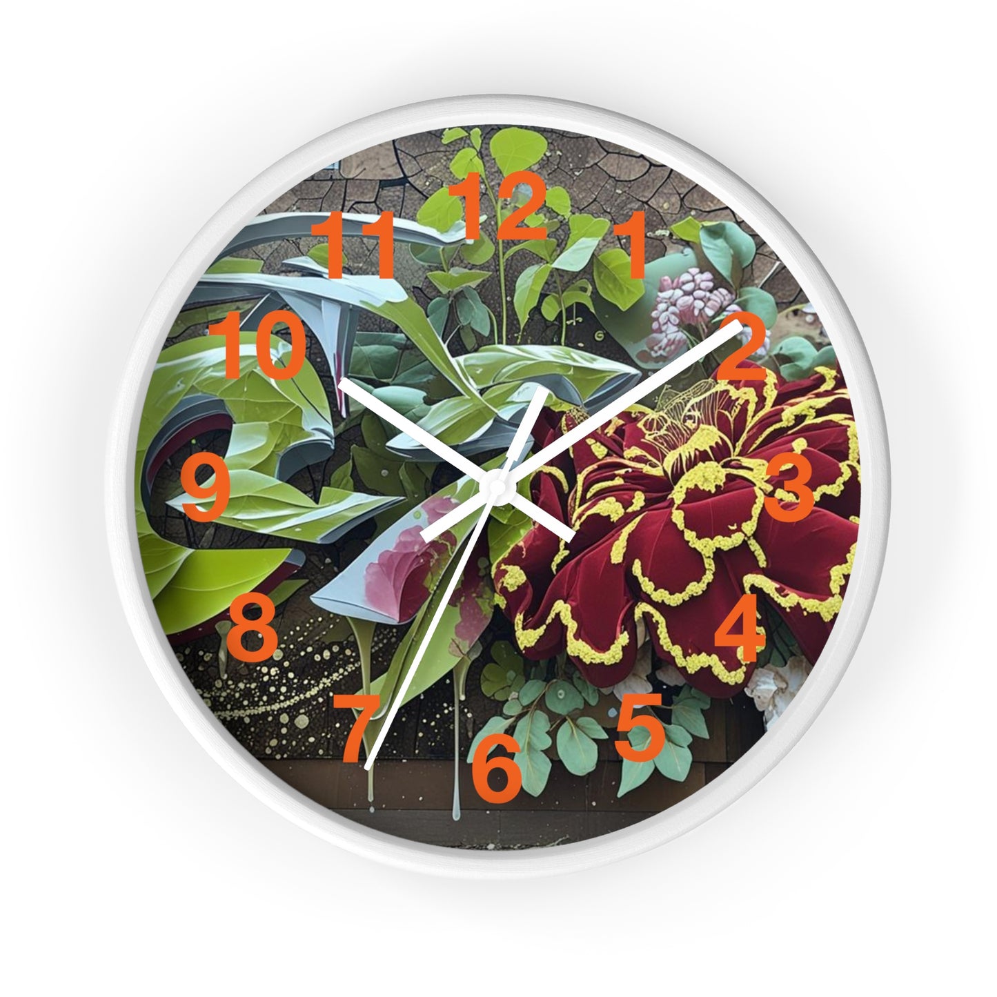 Floral Wall Clock, Handmade Home Decor, Nature Inspired, Gift for Garden Lovers, Unique Timepiece, Living Room Decor