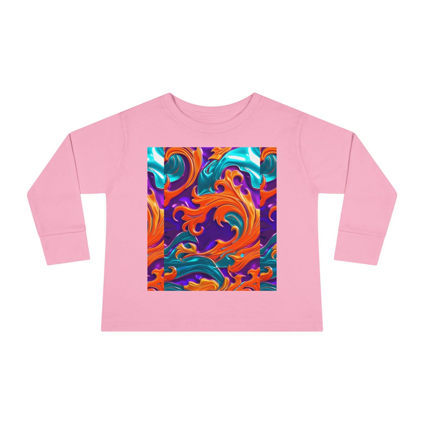 Vibrant Toddler Orange Royal Swirl  Kids Long Sleeve Tee
