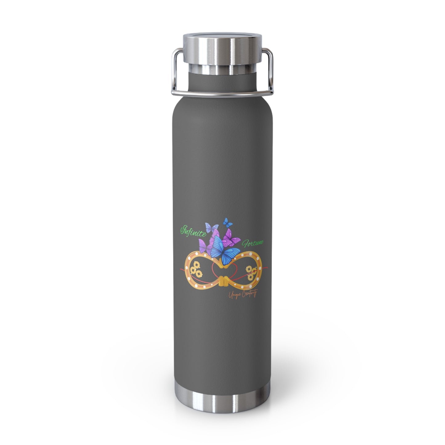Infinite Fortune™ Stainless Steel Water Bottle Butterfly & Infinity Logo Leak-Proof, Eco-Friendly, 20oz Hydration Bottle