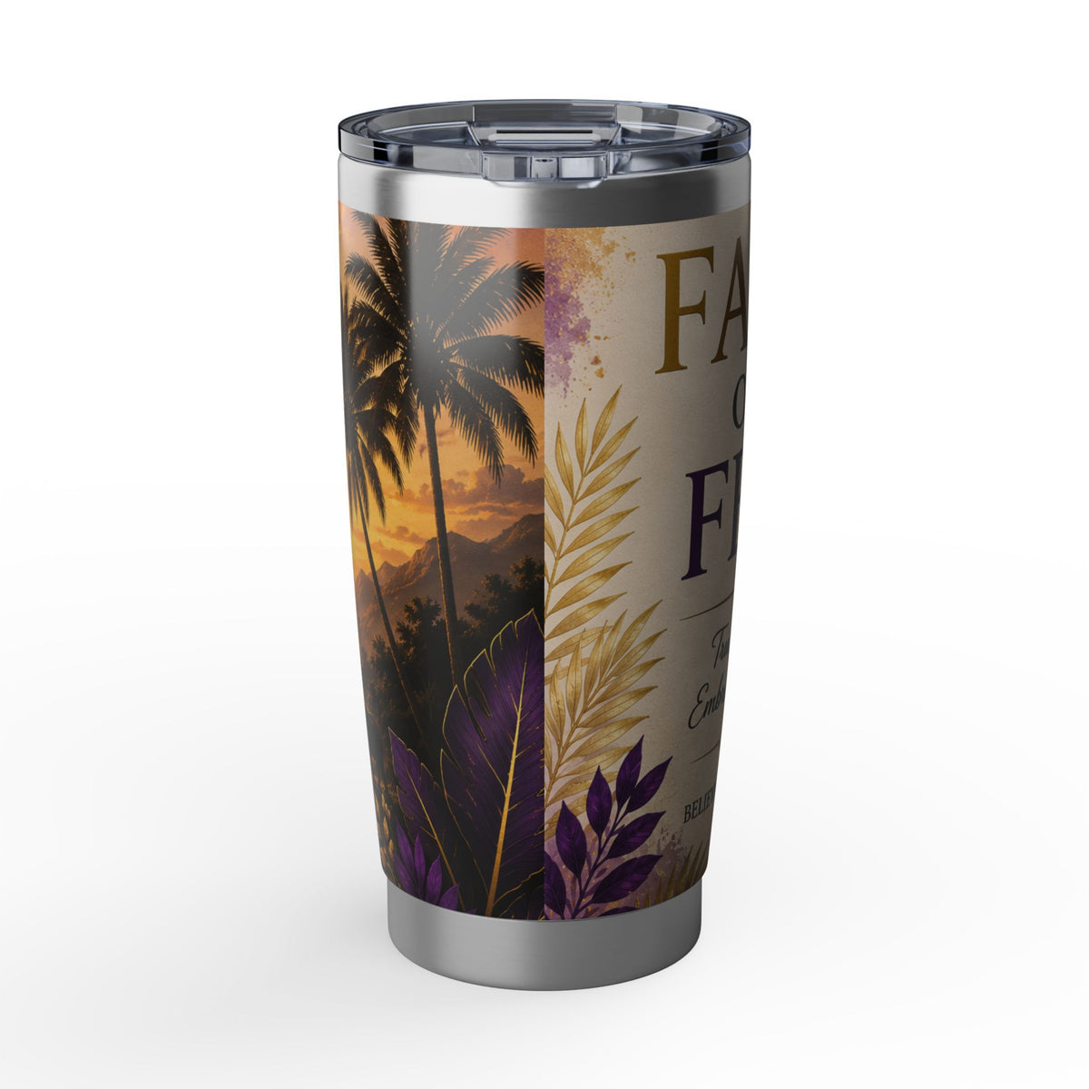 Faith Over Fear Tumbler | Butterfly Sunset Travel Mug
