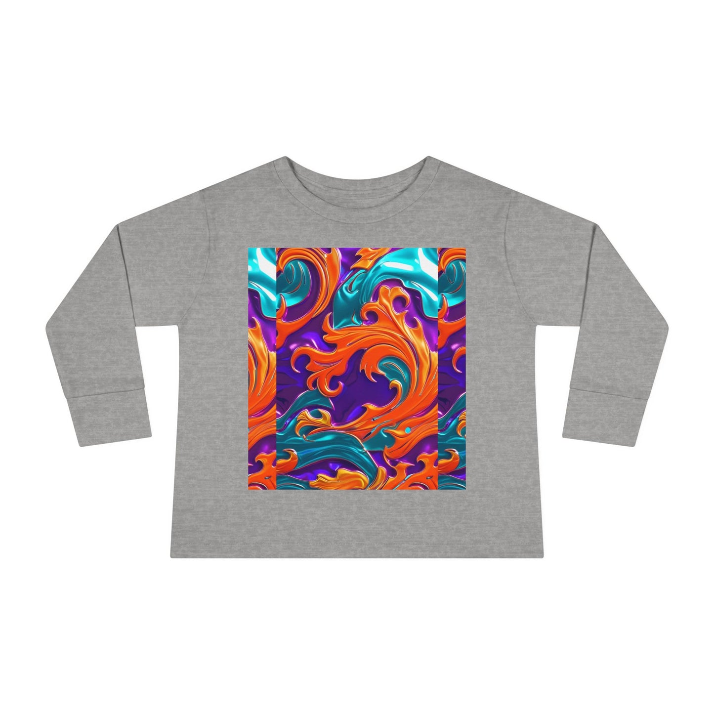 Vibrant Toddler Orange Royal Swirl  Kids Long Sleeve Tee