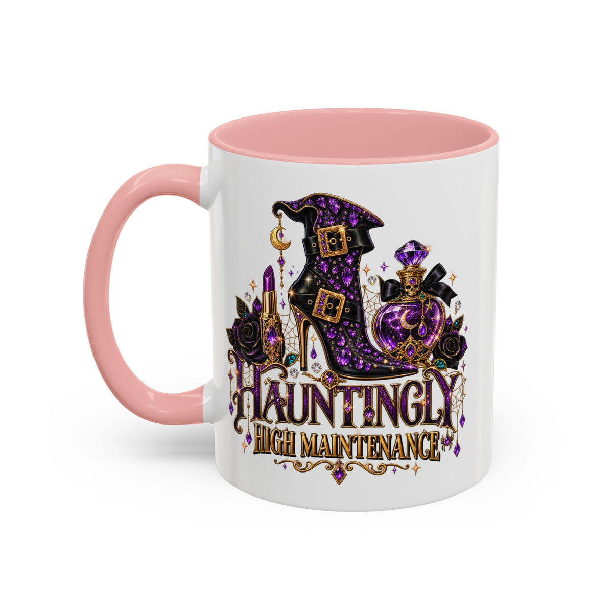 Hauntingly High Maintenance Halloween Mug – 11 oz Color Accent Coffee Cup