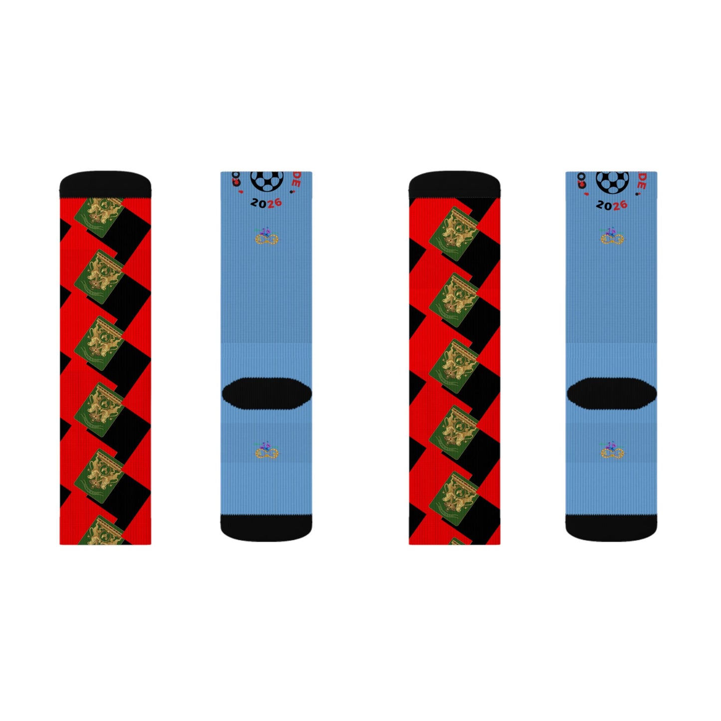 Haiti Freedom Crest Socks - Red Black - Liberté ou La Mort Edition