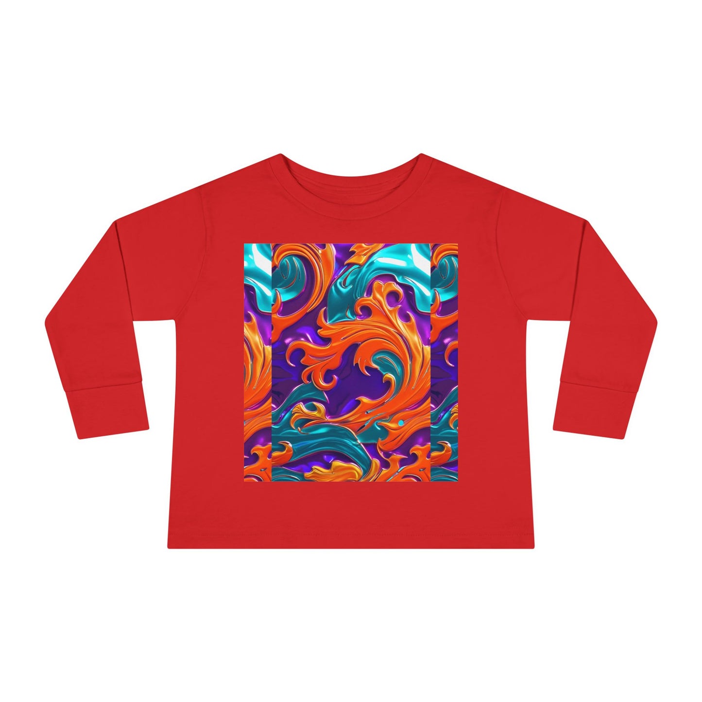 Vibrant Toddler Orange Royal Swirl  Kids Long Sleeve Tee