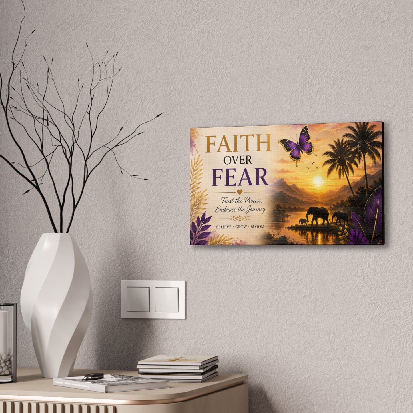 Faith Over Fear wall art Canvas Stretched | By Unique creativity LLC