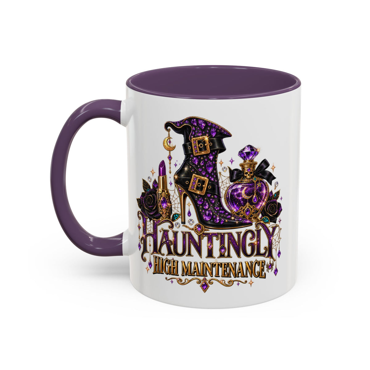 Hauntingly High Maintenance Halloween Mug – 11 oz Color Accent Coffee Cup