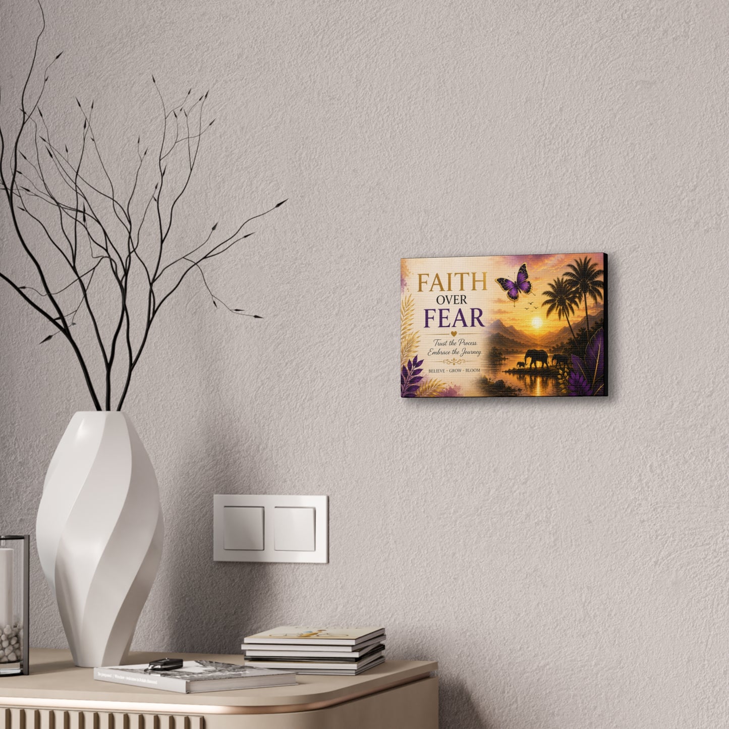 Faith Over Fear wall art Canvas Stretched | By Unique creativity LLC