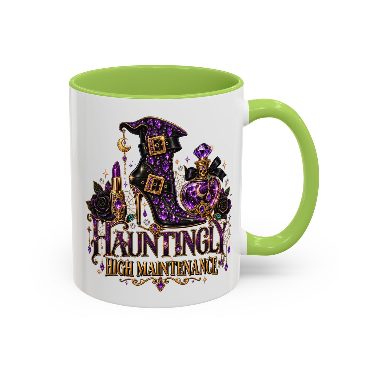 Hauntingly High Maintenance Halloween Mug – 11 oz Color Accent Coffee Cup