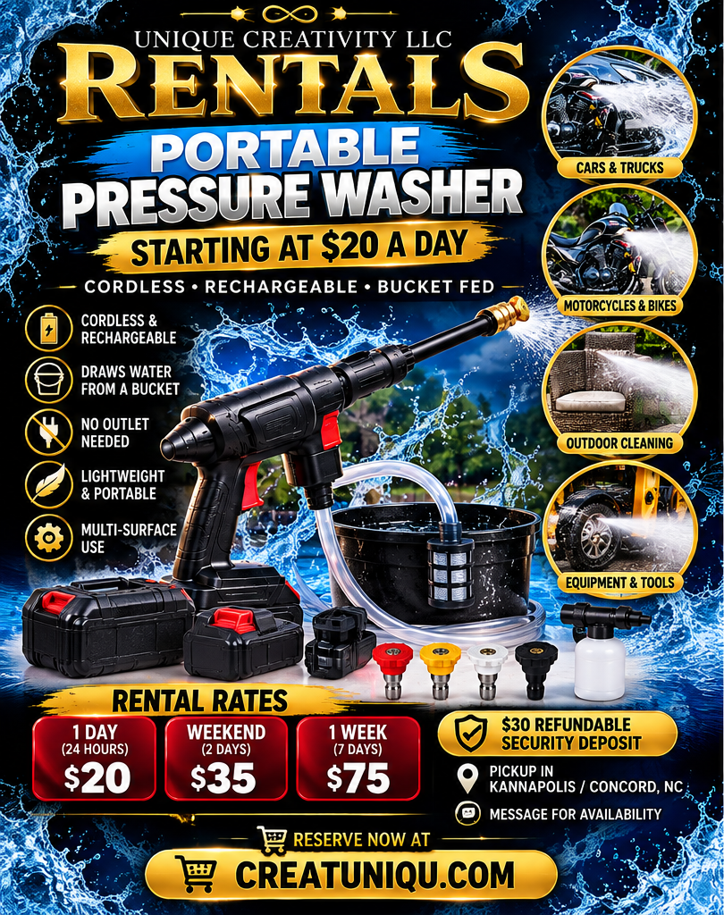 Cordless Rechargeable Portable Pressure Washer for Rent