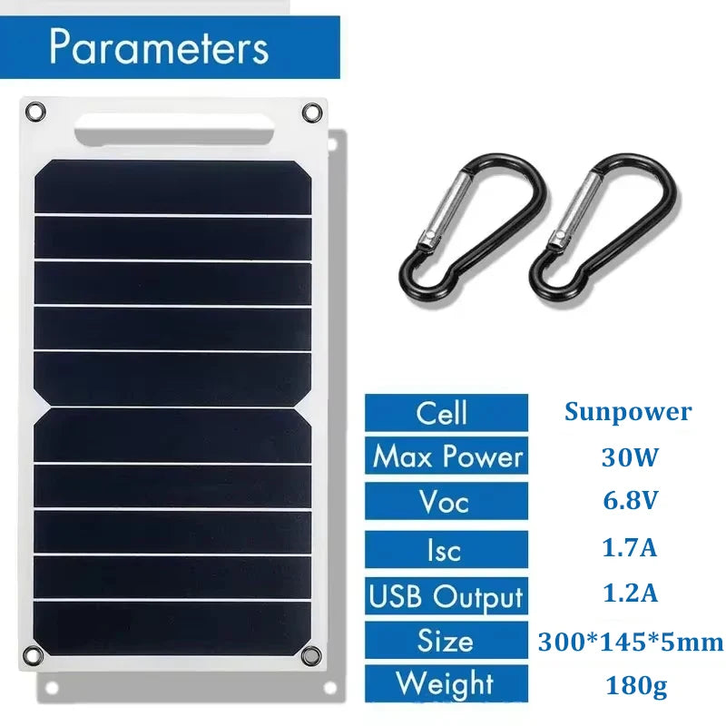 Portable Solar Charger 30W | Waterproof Outdoor Phone Charging Panel